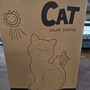 Cat Solar Statue - Gray-